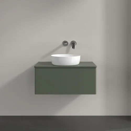 Bild von VILLEROY BOCH Antao Waschbeckenunterschrank, 1 Auszug, 800 x 360 x 500 mm, Front ohne Struktur, Leaf Green Matt Lacquer / Leaf Green Matt Lacquer #K30010HL