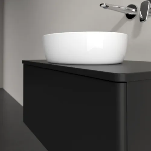 Bild von VILLEROY BOCH Antao Waschbeckenunterschrank, 1 Auszug, 800 x 360 x 500 mm, Front ohne Struktur, Black Matt Lacquer / Black Matt Lacquer #K30010PD