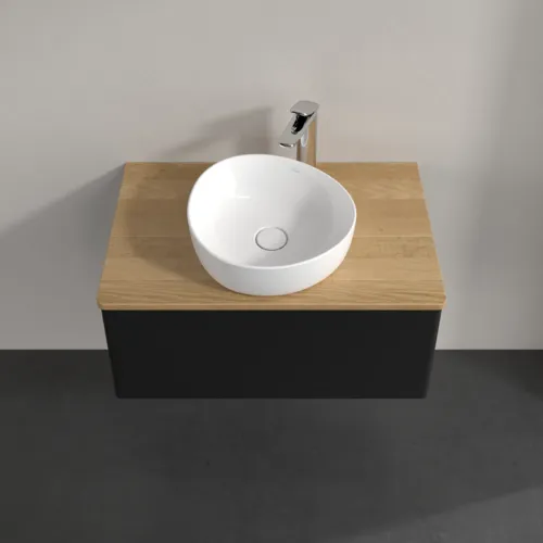 Bild von VILLEROY BOCH Antao Waschbeckenunterschrank, 1 Auszug, 800 x 360 x 500 mm, Front ohne Struktur, Black Matt Lacquer / Honey Oak #K30051PD