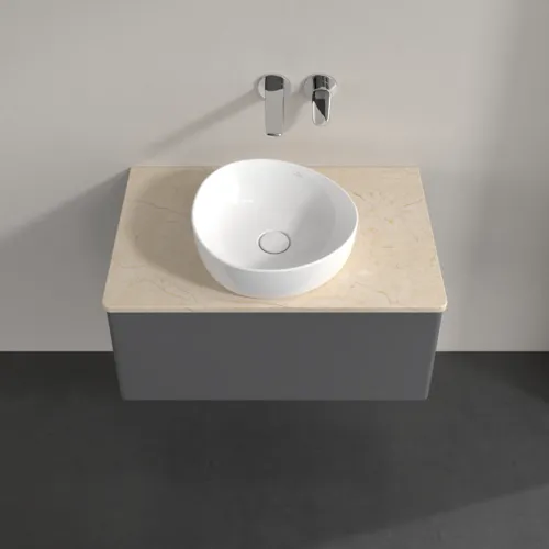 Bild von VILLEROY BOCH Antao Waschbeckenunterschrank, 1 Auszug, 800 x 360 x 500 mm, Front ohne Struktur, Anthracite Matt Lacquer / Botticino #K30013GK
