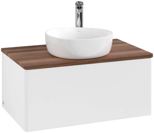 Bild von VILLEROY BOCH Antao Waschbeckenunterschrank, 1 Auszug, 800 x 360 x 500 mm, Front ohne Struktur, White Matt Lacquer / Warm Walnut #K30052MT
