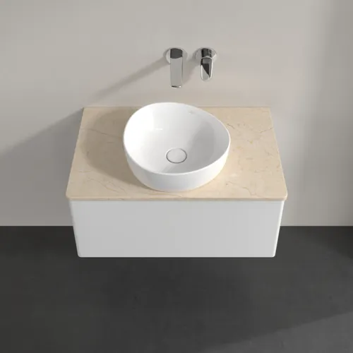 Bild von VILLEROY BOCH Antao Waschbeckenunterschrank, 1 Auszug, 800 x 360 x 500 mm, Front ohne Struktur, Glossy White Lacquer / Botticino #K30013GF