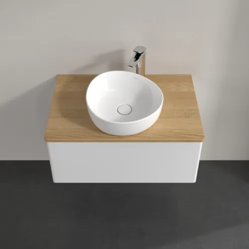 Bild von VILLEROY BOCH Antao Waschbeckenunterschrank, 1 Auszug, 800 x 360 x 500 mm, Front ohne Struktur, Glossy White Lacquer / Honey Oak #K30051GF