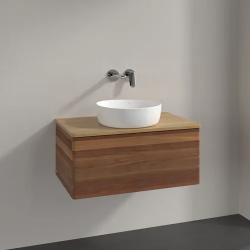 Bild von VILLEROY BOCH Antao Waschbeckenunterschrank, 1 Auszug, 800 x 360 x 500 mm, Front ohne Struktur, Warm Walnut / Honey Oak #K30011HM