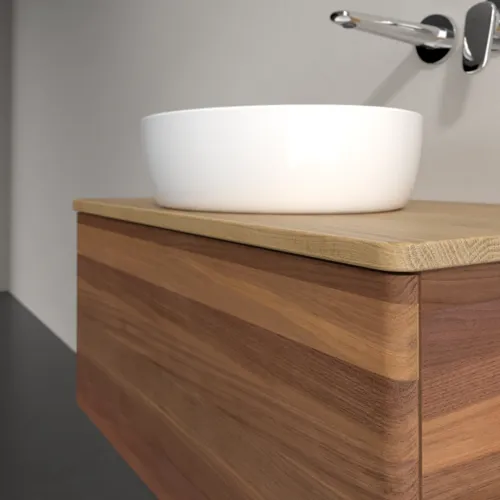 Bild von VILLEROY BOCH Antao Waschbeckenunterschrank, 1 Auszug, 800 x 360 x 500 mm, Front ohne Struktur, Warm Walnut / Honey Oak #K30011HM