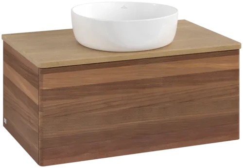 Bild von VILLEROY BOCH Antao Waschbeckenunterschrank, 1 Auszug, 800 x 360 x 500 mm, Front ohne Struktur, Warm Walnut / Honey Oak #K30011HM