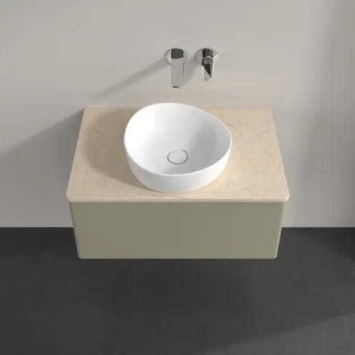 Bild von VILLEROY BOCH Antao Waschbeckenunterschrank, 1 Auszug, 800 x 360 x 500 mm, Front ohne Struktur, Stone Grey Matt Lacquer / Botticino #K30013HK