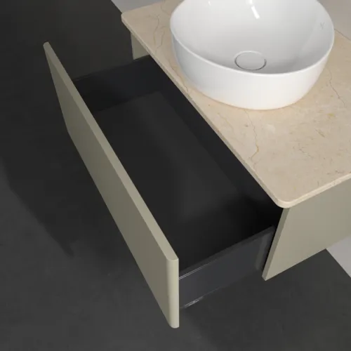 Bild von VILLEROY BOCH Antao Waschbeckenunterschrank, 1 Auszug, 800 x 360 x 500 mm, Front ohne Struktur, Stone Grey Matt Lacquer / Botticino #K30013HK
