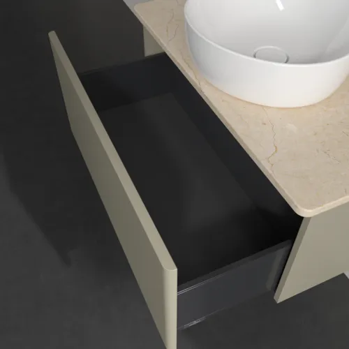 Bild von VILLEROY BOCH Antao Waschbeckenunterschrank, 1 Auszug, 800 x 360 x 500 mm, Front ohne Struktur, Stone Grey Matt Lacquer / Botticino #K30013HK