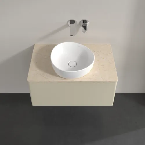 Bild von VILLEROY BOCH Antao Waschbeckenunterschrank, 1 Auszug, 800 x 360 x 500 mm, Front ohne Struktur, Silk Grey Matt Lacquer / Botticino #K30013HJ