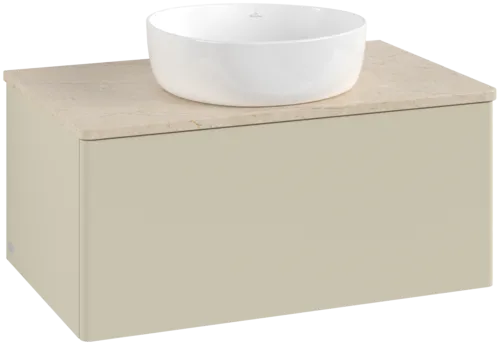 Bild von VILLEROY BOCH Antao Waschbeckenunterschrank, 1 Auszug, 800 x 360 x 500 mm, Front ohne Struktur, Silk Grey Matt Lacquer / Botticino #K30013HJ