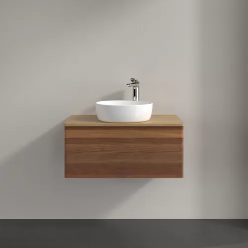Bild von VILLEROY BOCH Antao Waschbeckenunterschrank, 1 Auszug, 800 x 360 x 500 mm, Front ohne Struktur, Warm Walnut / Honey Oak #K30051HM