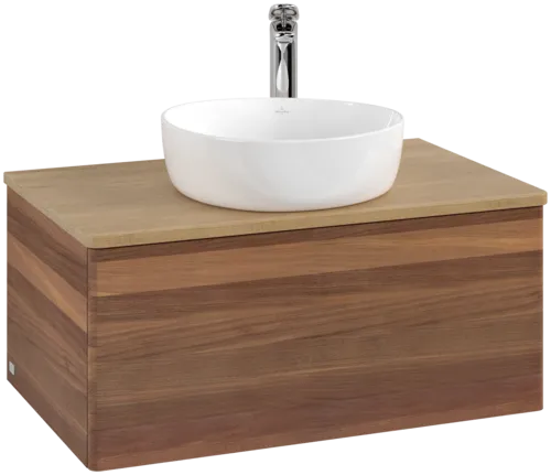 Bild von VILLEROY BOCH Antao Waschbeckenunterschrank, 1 Auszug, 800 x 360 x 500 mm, Front ohne Struktur, Warm Walnut / Honey Oak #K30051HM
