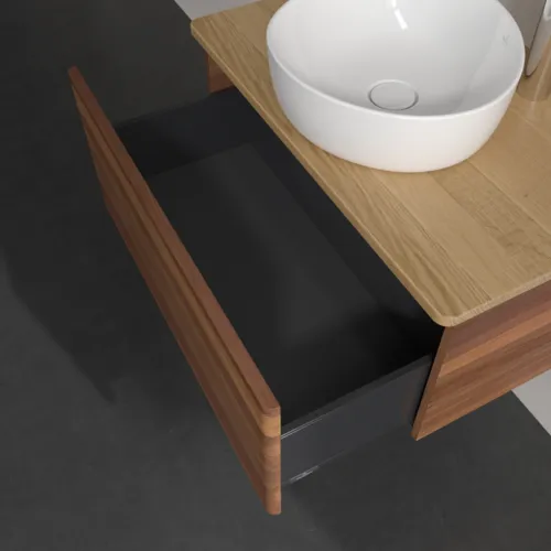 Bild von VILLEROY BOCH Antao Waschbeckenunterschrank, 1 Auszug, 800 x 360 x 500 mm, Front ohne Struktur, Warm Walnut / Honey Oak #K30051HM