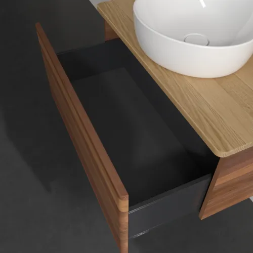 Bild von VILLEROY BOCH Antao Waschbeckenunterschrank, 1 Auszug, 800 x 360 x 500 mm, Front ohne Struktur, Warm Walnut / Honey Oak #K30051HM