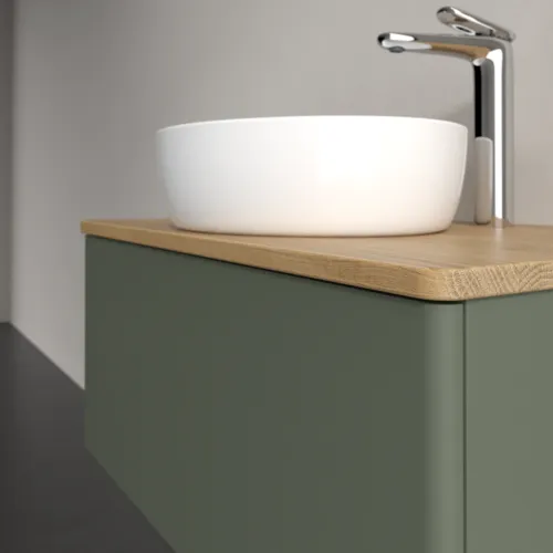 Bild von VILLEROY BOCH Antao Waschbeckenunterschrank, 1 Auszug, 800 x 360 x 500 mm, Front ohne Struktur, Leaf Green Matt Lacquer / Honey Oak #K30051HL