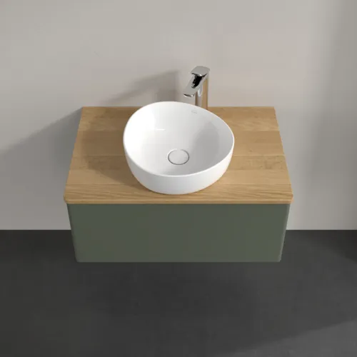 Bild von VILLEROY BOCH Antao Waschbeckenunterschrank, 1 Auszug, 800 x 360 x 500 mm, Front ohne Struktur, Leaf Green Matt Lacquer / Honey Oak #K30051HL