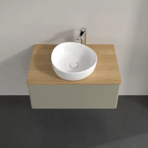 Bild von VILLEROY BOCH Antao Waschbeckenunterschrank, 1 Auszug, 800 x 360 x 500 mm, Front ohne Struktur, Stone Grey Matt Lacquer / Honey Oak #K30051HK