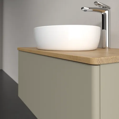 Bild von VILLEROY BOCH Antao Waschbeckenunterschrank, 1 Auszug, 800 x 360 x 500 mm, Front ohne Struktur, Stone Grey Matt Lacquer / Honey Oak #K30051HK