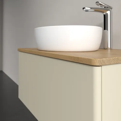 Bild von VILLEROY BOCH Antao Waschbeckenunterschrank, 1 Auszug, 800 x 360 x 500 mm, Front ohne Struktur, Silk Grey Matt Lacquer / Honey Oak #K30051HJ