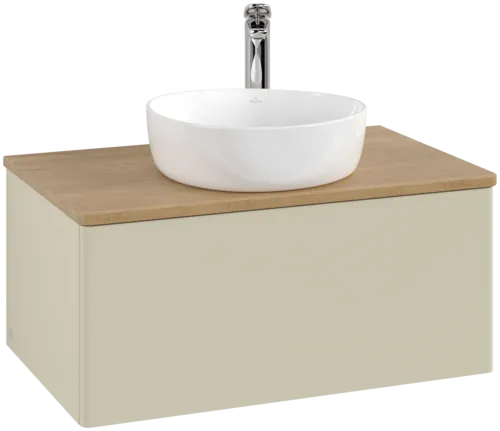 Bild von VILLEROY BOCH Antao Waschbeckenunterschrank, 1 Auszug, 800 x 360 x 500 mm, Front ohne Struktur, Silk Grey Matt Lacquer / Honey Oak #K30051HJ