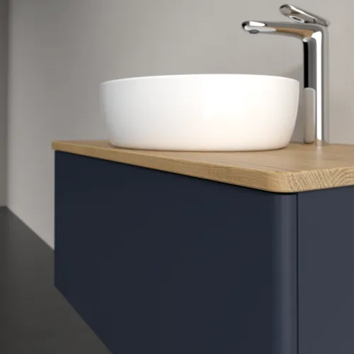 Bild von VILLEROY BOCH Antao Waschbeckenunterschrank, 1 Auszug, 800 x 360 x 500 mm, Front ohne Struktur, Midnight Blue Matt Lacquer / Honey Oak #K30051HG
