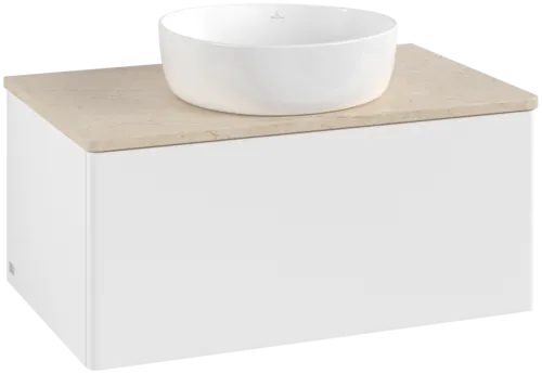 Bild von VILLEROY BOCH Antao Waschbeckenunterschrank, 1 Auszug, 800 x 360 x 500 mm, Front ohne Struktur, White Matt Lacquer / Botticino #K30013MT