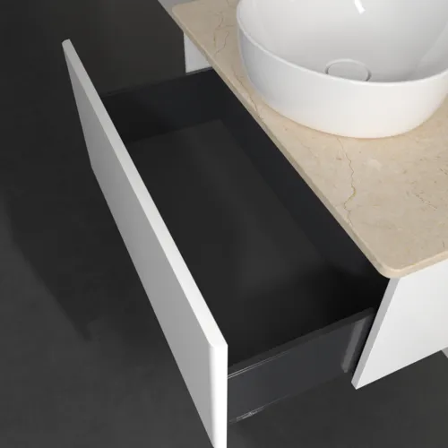 Bild von VILLEROY BOCH Antao Waschbeckenunterschrank, 1 Auszug, 800 x 360 x 500 mm, Front ohne Struktur, White Matt Lacquer / Botticino #K30013MT