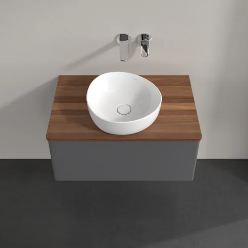 Bild von VILLEROY BOCH Antao Waschbeckenunterschrank, 1 Auszug, 800 x 360 x 500 mm, Front ohne Struktur, Anthracite Matt Lacquer / Warm Walnut #K30012GK