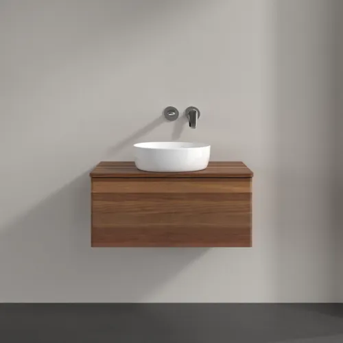 Bild von VILLEROY BOCH Antao Waschbeckenunterschrank, 1 Auszug, 800 x 360 x 500 mm, Front ohne Struktur, Warm Walnut / Warm Walnut #K30012HM