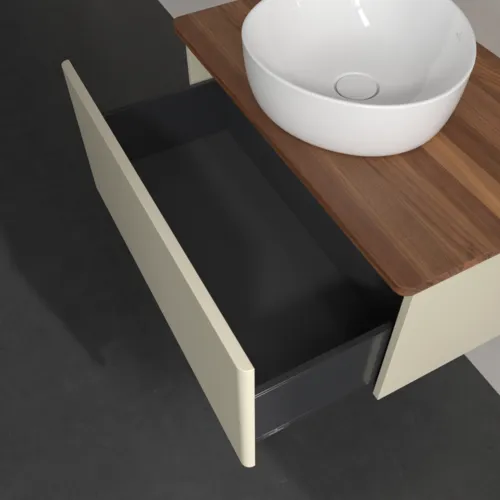 Bild von VILLEROY BOCH Antao Waschbeckenunterschrank, 1 Auszug, 800 x 360 x 500 mm, Front ohne Struktur, Silk Grey Matt Lacquer / Warm Walnut #K30012HJ