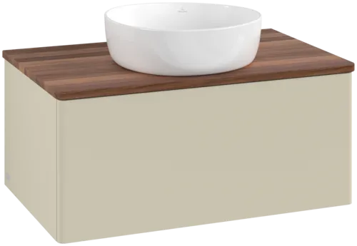 Bild von VILLEROY BOCH Antao Waschbeckenunterschrank, 1 Auszug, 800 x 360 x 500 mm, Front ohne Struktur, Silk Grey Matt Lacquer / Warm Walnut #K30012HJ