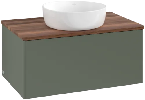 Picture of VILLEROY BOCH Antao Vanity unit, 1 pull-out compartment, 800 x 360 x 500 mm, Front without structure, Leaf Green Matt Lacquer / Warm Walnut #K30012HL