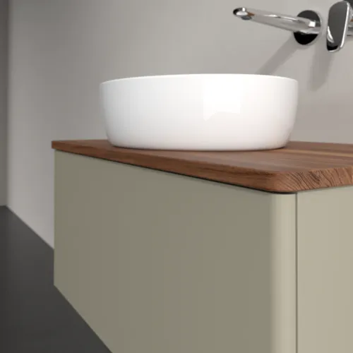 Bild von VILLEROY BOCH Antao Waschbeckenunterschrank, 1 Auszug, 800 x 360 x 500 mm, Front ohne Struktur, Stone Grey Matt Lacquer / Warm Walnut #K30012HK