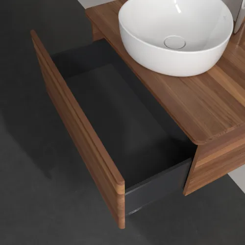 Bild von VILLEROY BOCH Antao Waschbeckenunterschrank, 1 Auszug, 800 x 360 x 500 mm, Front ohne Struktur, Warm Walnut / Warm Walnut #K30052HM