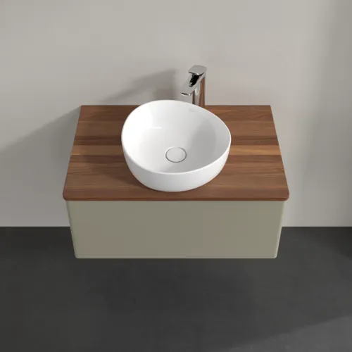 Bild von VILLEROY BOCH Antao Waschbeckenunterschrank, 1 Auszug, 800 x 360 x 500 mm, Front ohne Struktur, Stone Grey Matt Lacquer / Warm Walnut #K30052HK