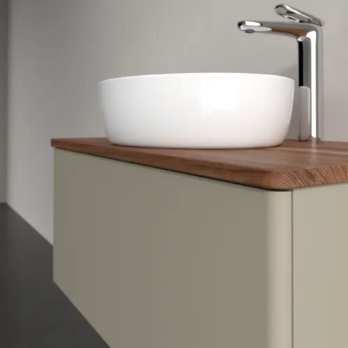 Bild von VILLEROY BOCH Antao Waschbeckenunterschrank, 1 Auszug, 800 x 360 x 500 mm, Front ohne Struktur, Stone Grey Matt Lacquer / Warm Walnut #K30052HK