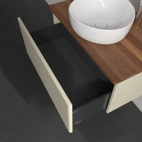 Bild von VILLEROY BOCH Antao Waschbeckenunterschrank, 1 Auszug, 800 x 360 x 500 mm, Front ohne Struktur, Silk Grey Matt Lacquer / Warm Walnut #K30052HJ
