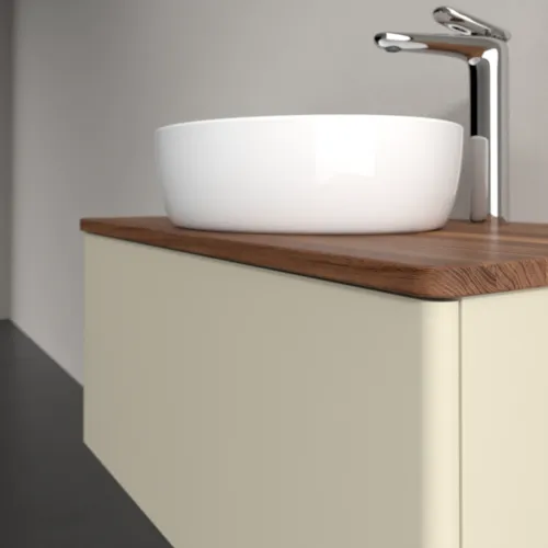 Bild von VILLEROY BOCH Antao Waschbeckenunterschrank, 1 Auszug, 800 x 360 x 500 mm, Front ohne Struktur, Silk Grey Matt Lacquer / Warm Walnut #K30052HJ