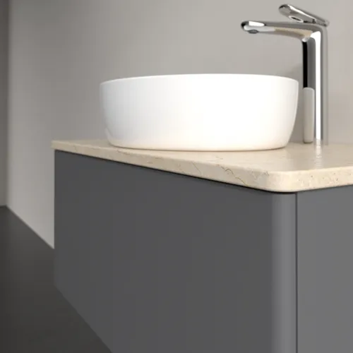 Bild von VILLEROY BOCH Antao Waschbeckenunterschrank, 1 Auszug, 800 x 360 x 500 mm, Front ohne Struktur, Anthracite Matt Lacquer / Botticino #K30053GK