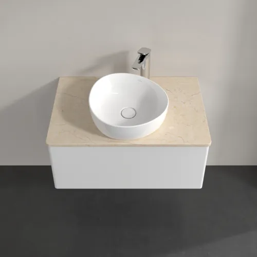 Bild von VILLEROY BOCH Antao Waschbeckenunterschrank, 1 Auszug, 800 x 360 x 500 mm, Front ohne Struktur, Glossy White Lacquer / Botticino #K30053GF
