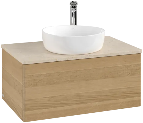 Bild von VILLEROY BOCH Antao Waschbeckenunterschrank, 1 Auszug, 800 x 360 x 500 mm, Front ohne Struktur, Honey Oak / Botticino #K30053HN