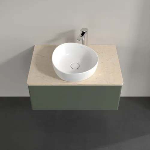 Bild von VILLEROY BOCH Antao Waschbeckenunterschrank, 1 Auszug, 800 x 360 x 500 mm, Front ohne Struktur, Leaf Green Matt Lacquer / Botticino #K30053HL