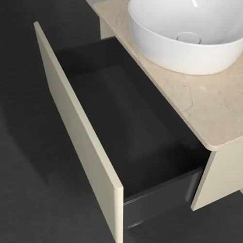 Bild von VILLEROY BOCH Antao Waschbeckenunterschrank, 1 Auszug, 800 x 360 x 500 mm, Front ohne Struktur, Silk Grey Matt Lacquer / Botticino #K30053HJ