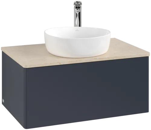 Bild von VILLEROY BOCH Antao Waschbeckenunterschrank, 1 Auszug, 800 x 360 x 500 mm, Front ohne Struktur, Midnight Blue Matt Lacquer / Botticino #K30053HG