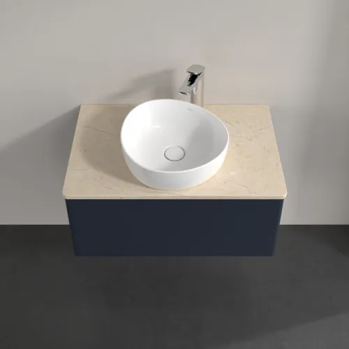 Bild von VILLEROY BOCH Antao Waschbeckenunterschrank, 1 Auszug, 800 x 360 x 500 mm, Front ohne Struktur, Midnight Blue Matt Lacquer / Botticino #K30053HG