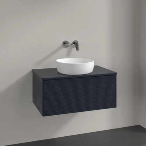 Bild von VILLEROY BOCH Antao Waschbeckenunterschrank, 1 Auszug, 800 x 360 x 500 mm, Front mit Struktur, Midnight Blue Matt Lacquer / Midnight Blue Matt Lacquer #K30110HG