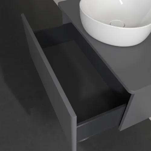 Bild von VILLEROY BOCH Antao Waschbeckenunterschrank, 1 Auszug, 800 x 360 x 500 mm, Front ohne Struktur, Anthracite Matt Lacquer / Anthracite Matt Lacquer #K30010GK