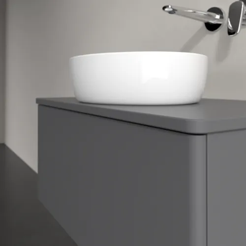 Bild von VILLEROY BOCH Antao Waschbeckenunterschrank, 1 Auszug, 800 x 360 x 500 mm, Front ohne Struktur, Anthracite Matt Lacquer / Anthracite Matt Lacquer #K30010GK