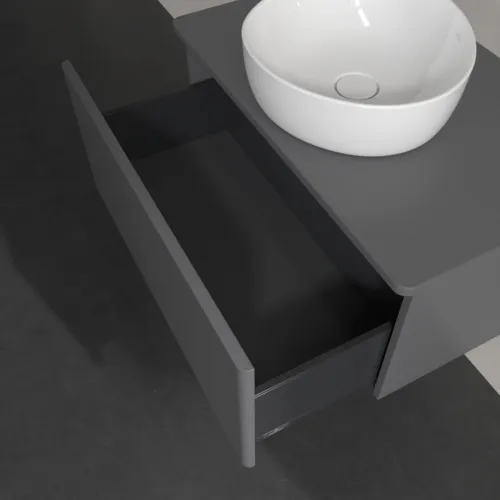 Bild von VILLEROY BOCH Antao Waschbeckenunterschrank, 1 Auszug, 800 x 360 x 500 mm, Front ohne Struktur, Anthracite Matt Lacquer / Anthracite Matt Lacquer #K30010GK